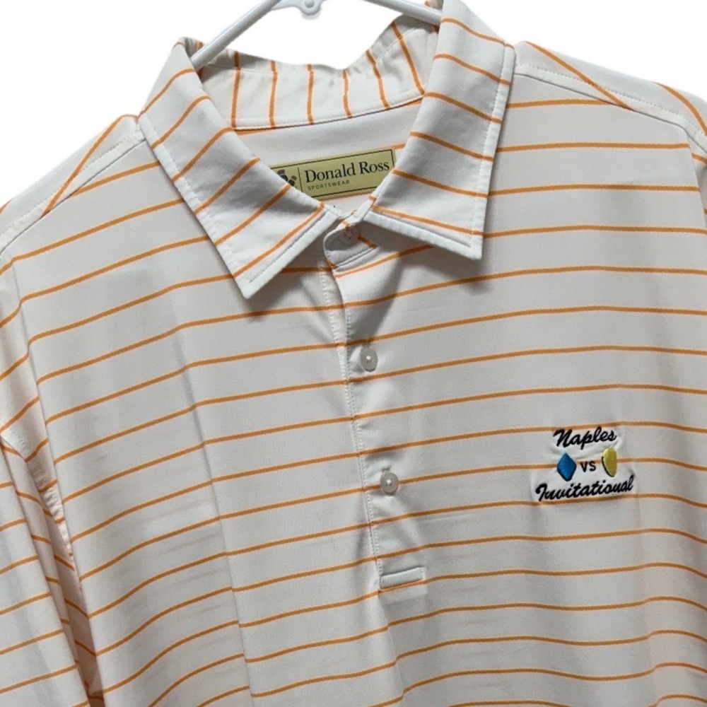 Donald Ross Sportswear‎ Mens Orange Striped Naples VS Invitational Golf Polo L